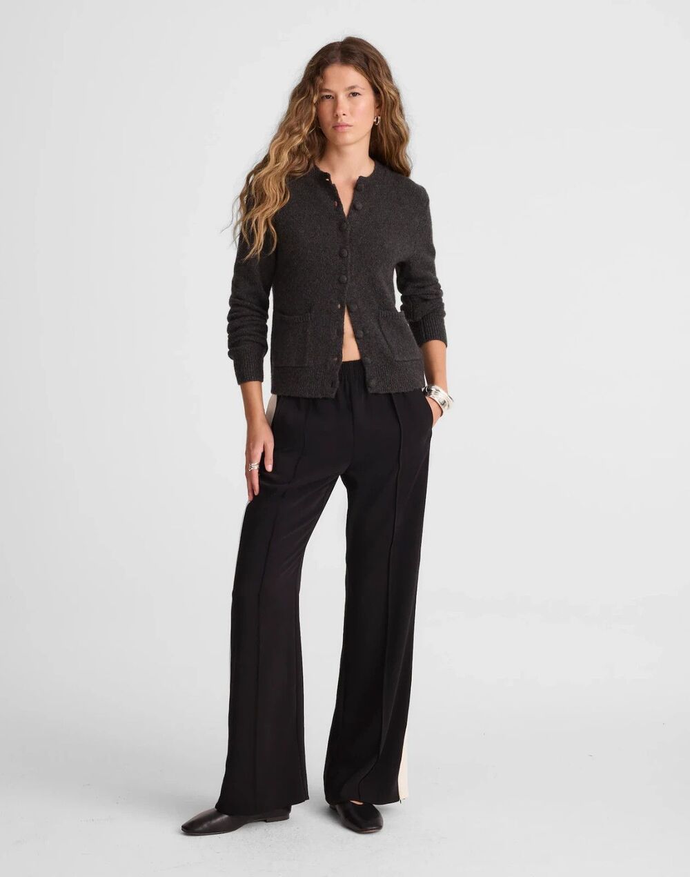 Madewell Cardigan Sweater Womens Small Gray Cotton Merino Blend Patch-Pocket NWT - Picture 2 of 9